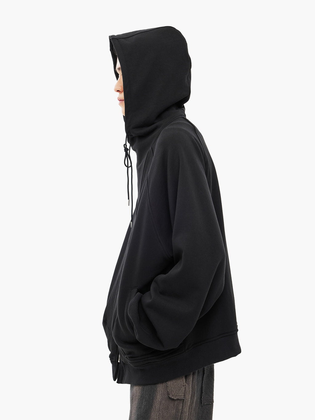 Jiyong Kim - Asymmetric Zip-Up Hoodie (Black) product image 4 | TRAB K-Fashion Australia