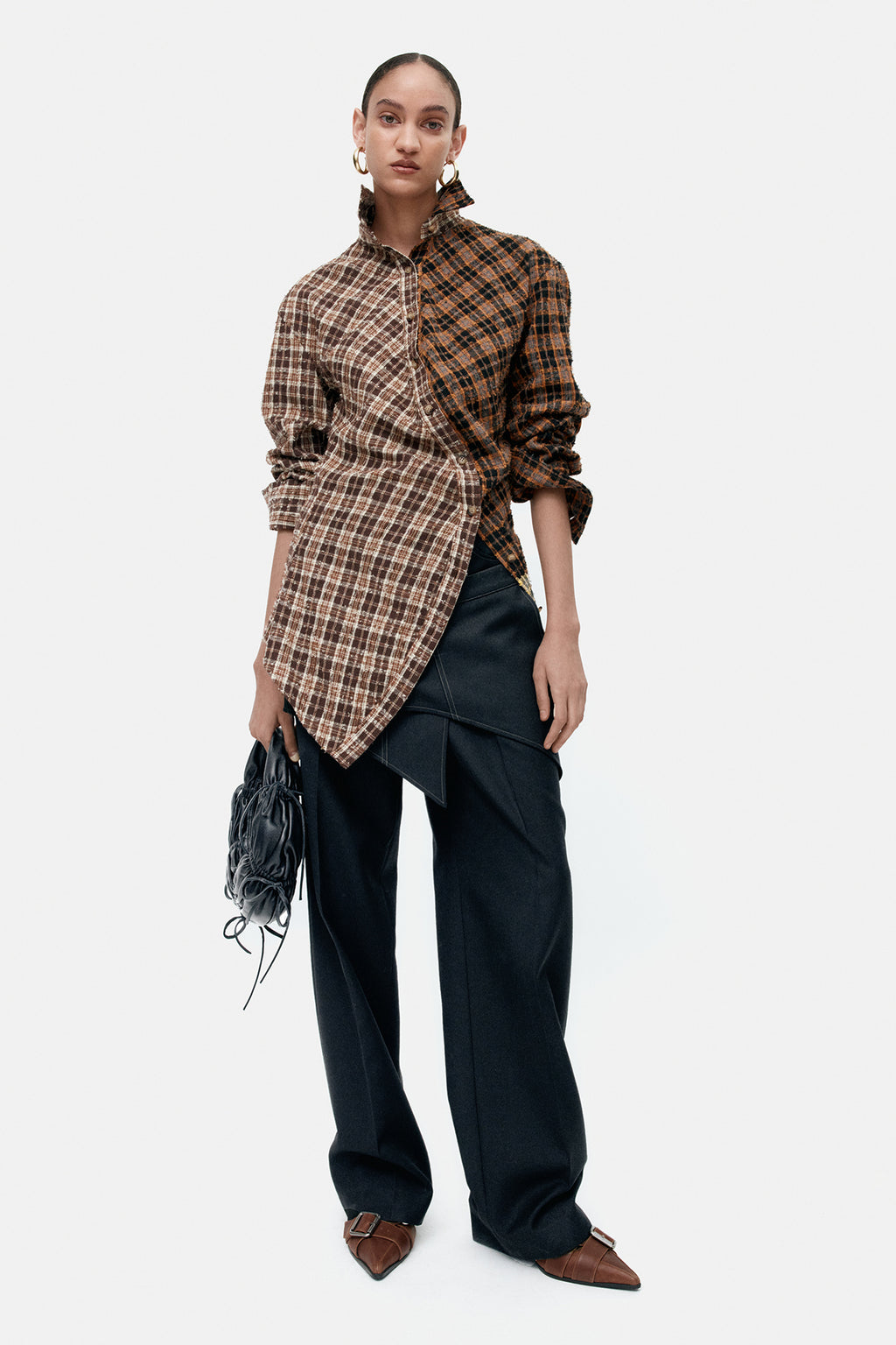 Andersson Bell - Twist Check Shirts (Brown) product image 2 | TRAB K-Fashion Australia