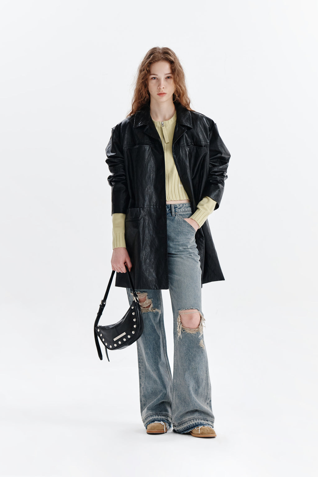 Matin Kim - Semi Boots Cut Damage Denim Pants (Light Blue) product image 8 | TRAB K-Fashion Australia
