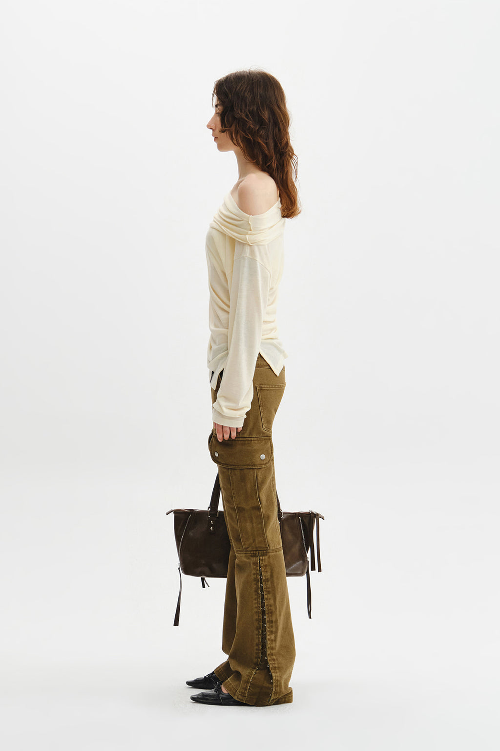 Matin Kim - Asymmetric Side Shirring Top (Light Beige) product image 9 | TRAB K-Fashion Australia