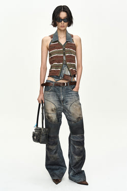 Andersson Bell - Stripe Open Knit Vest (Brown/Pink) product image 1 | TRAB K-Fashion Australia