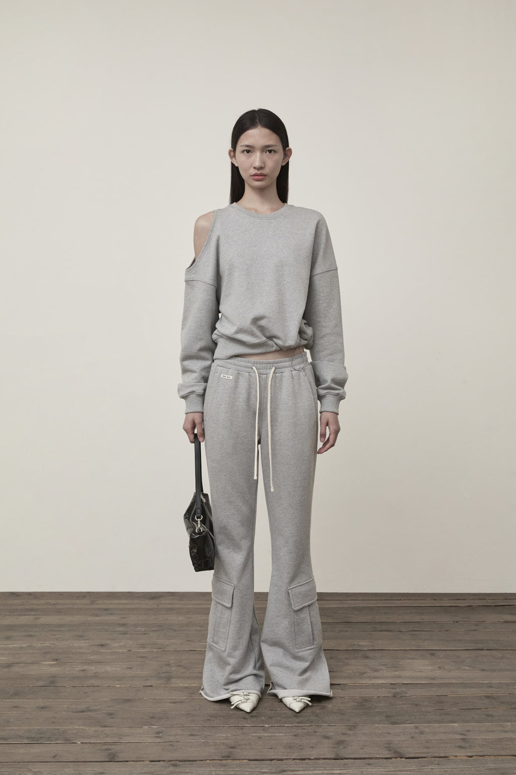 Matin Kim - Shoulder Hole Sweatshirt (Grey) product image 5 | TRAB K-Fashion Australia