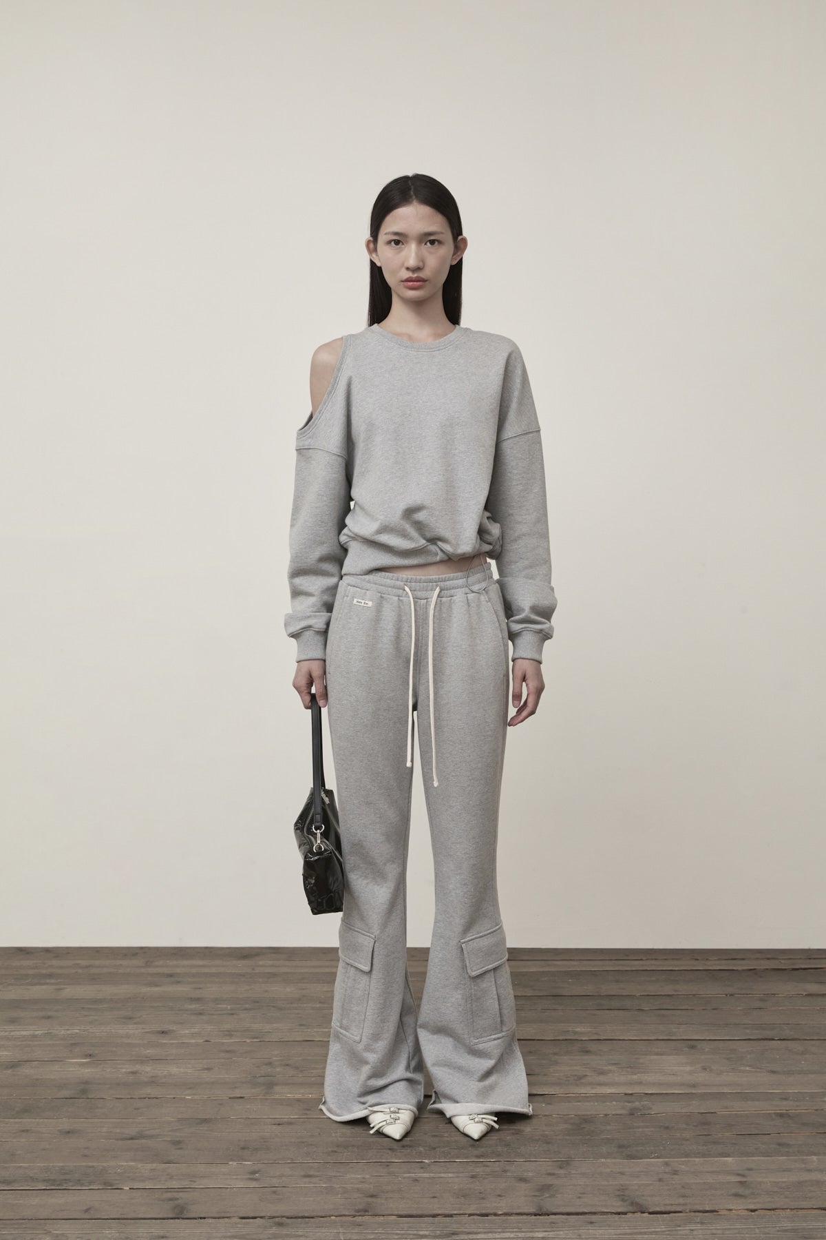 Matin Kim - Shoulder Hole Sweatshirt (Grey) product image 5 | TRAB K-Fashion Australia