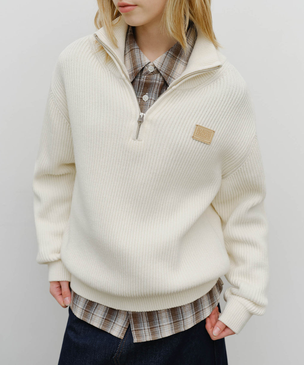 Marithe & Francois Girbaud - Half Neck Zipup Knit (Cream) product image 4 | TRAB K-Fashion Australia