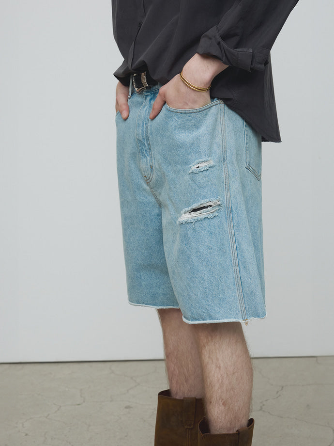 Tonywack - Raw Hem Denim Shorts (Light Washed Blue) product image 6 | TRAB K-Fashion Australia