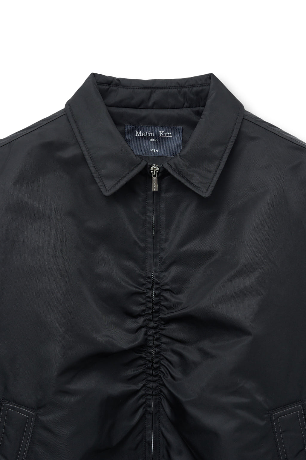Matin Kim - Applique Logo Shirring Bomber Jumper (Black) product image 5 | TRAB K-Fashion Australia