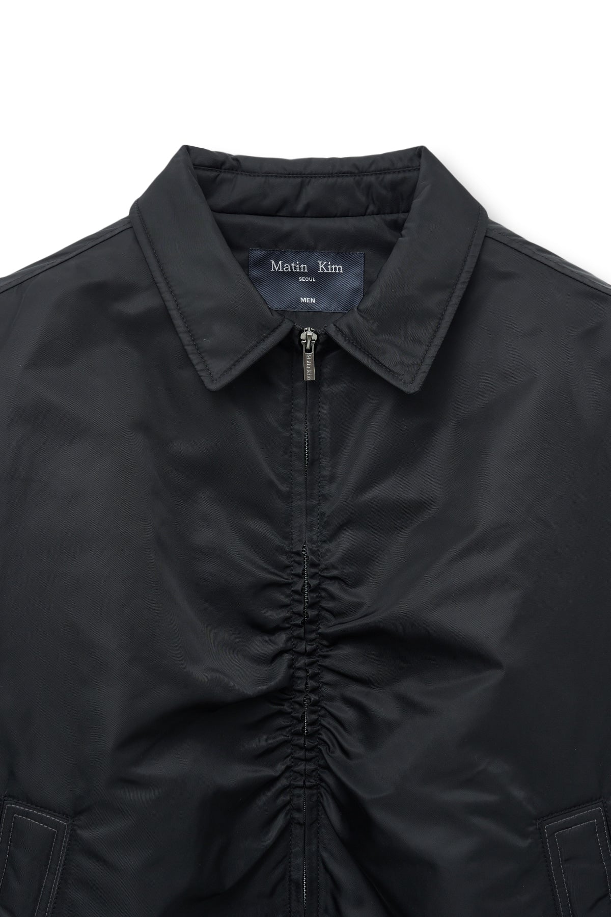 Matin Kim - Applique Logo Shirring Bomber Jumper (Black) product image 5 | TRAB K-Fashion Australia