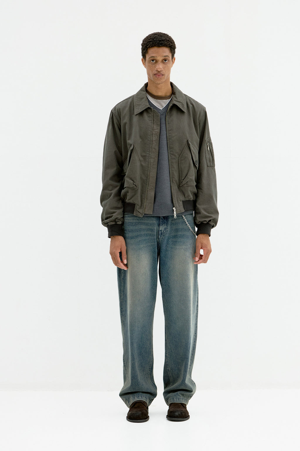 Coor - Dyed Cotton Flight Jumper (Washed Brown) product image 2 | TRAB K-Fashion Australia