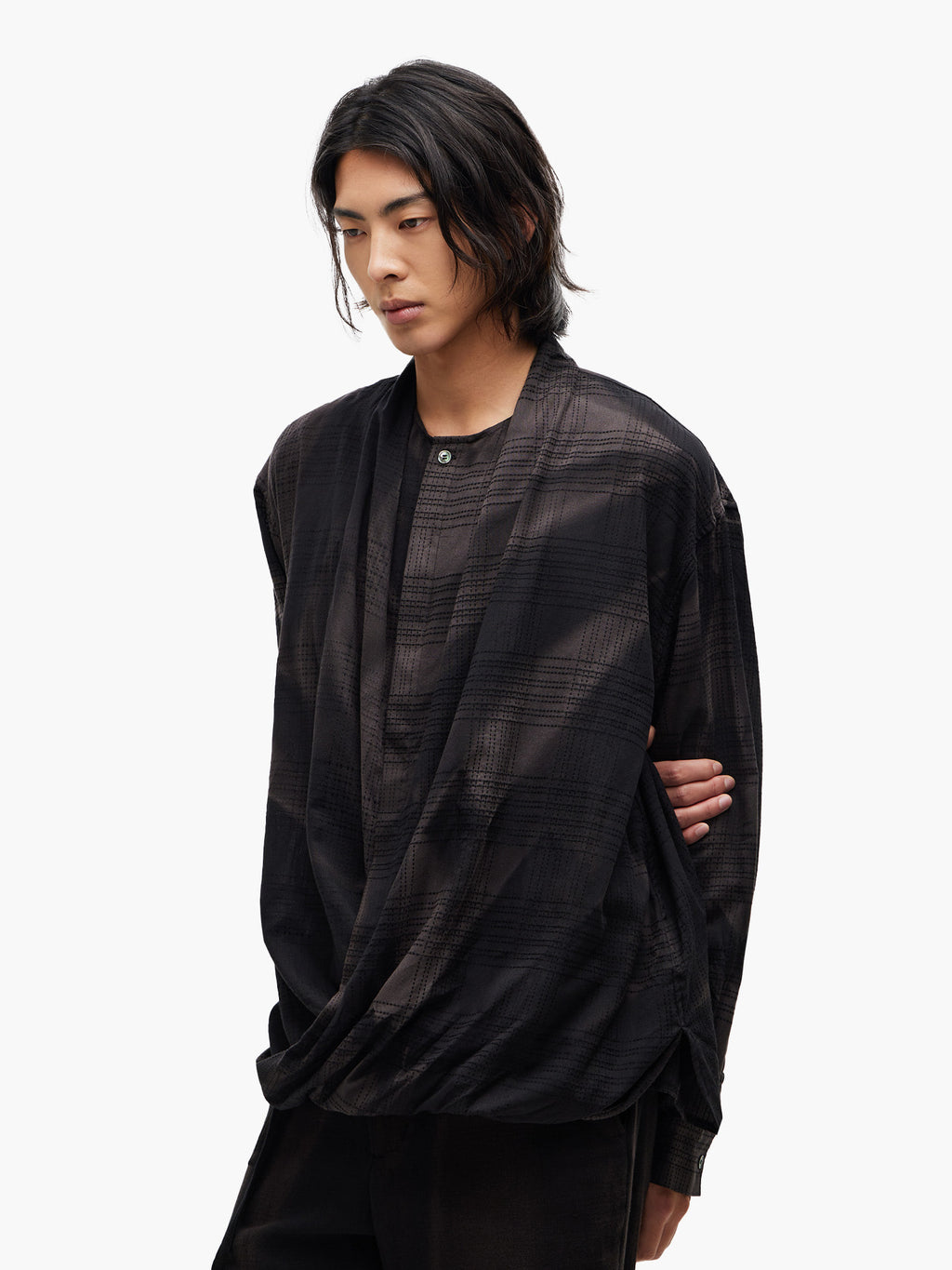 Jiyong Kim - Sun-Bleached Drape Shirt (Black) product image 2 | TRAB K-Fashion Australia