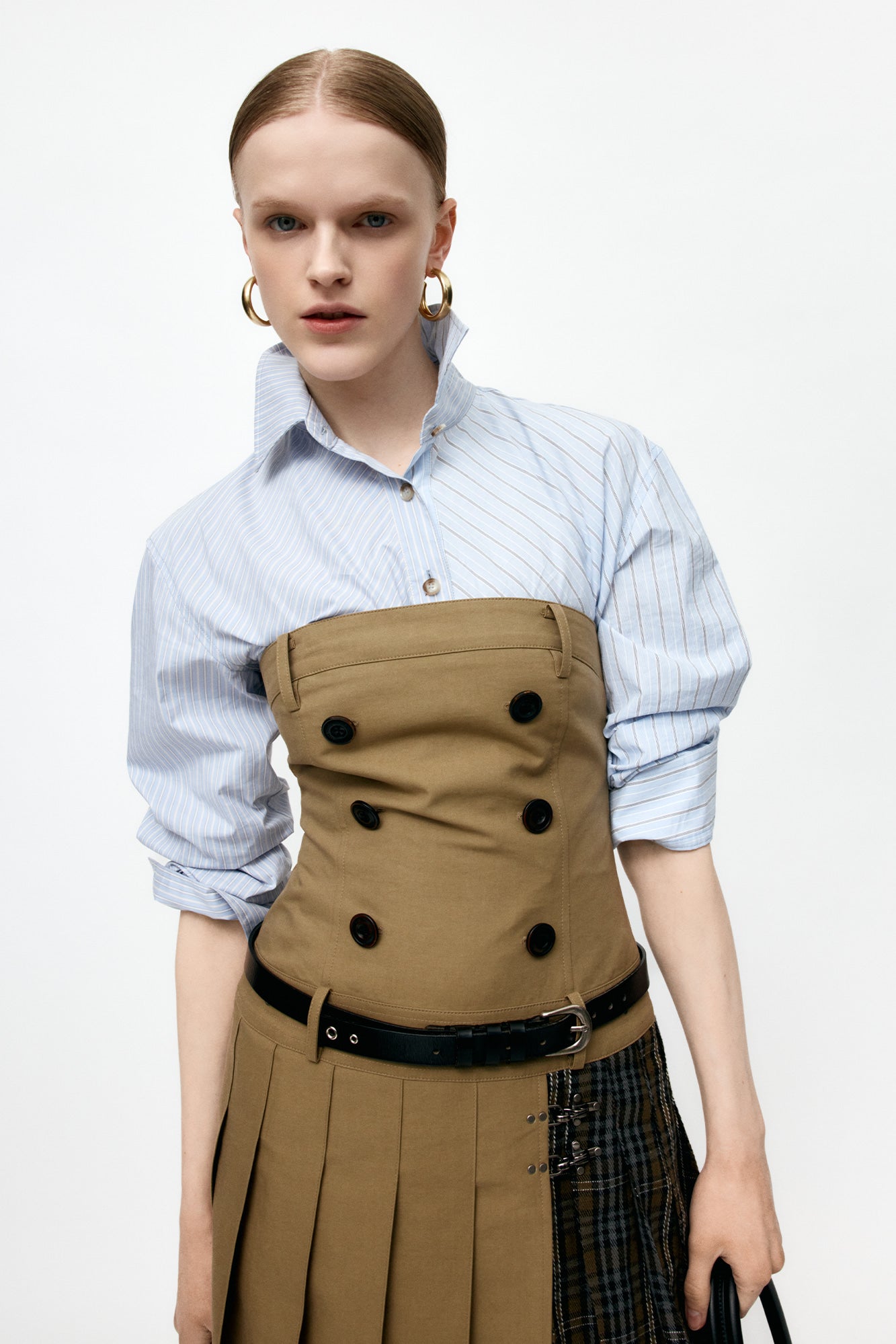 Andersson Bell - Double Pleats Trench Dress (Khaki) product image 4 | TRAB K-Fashion Australia