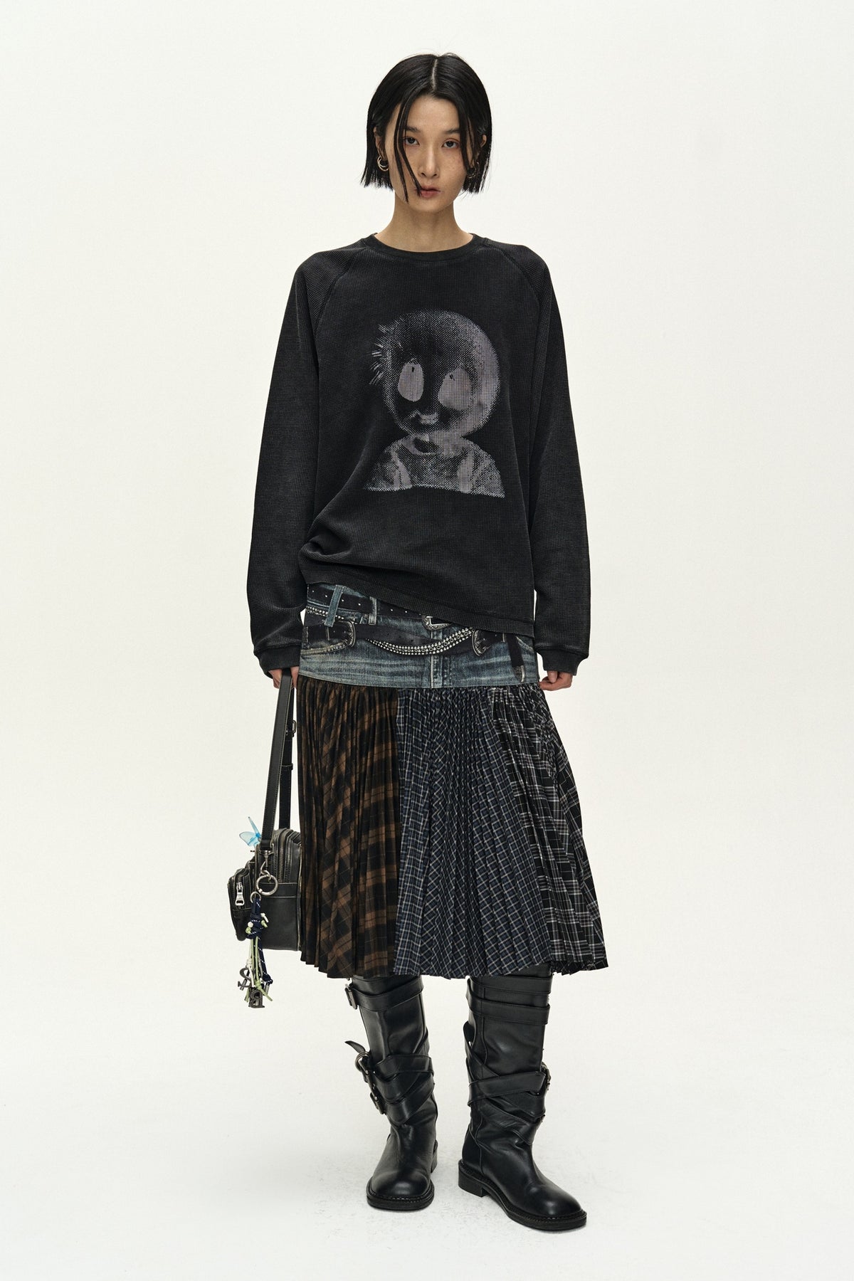 Andersson Bell - Unisex Alien Machinery Waffle Long Sleeve T-Shirt (Washed Black) product image 2 | TRAB K-Fashion Australia