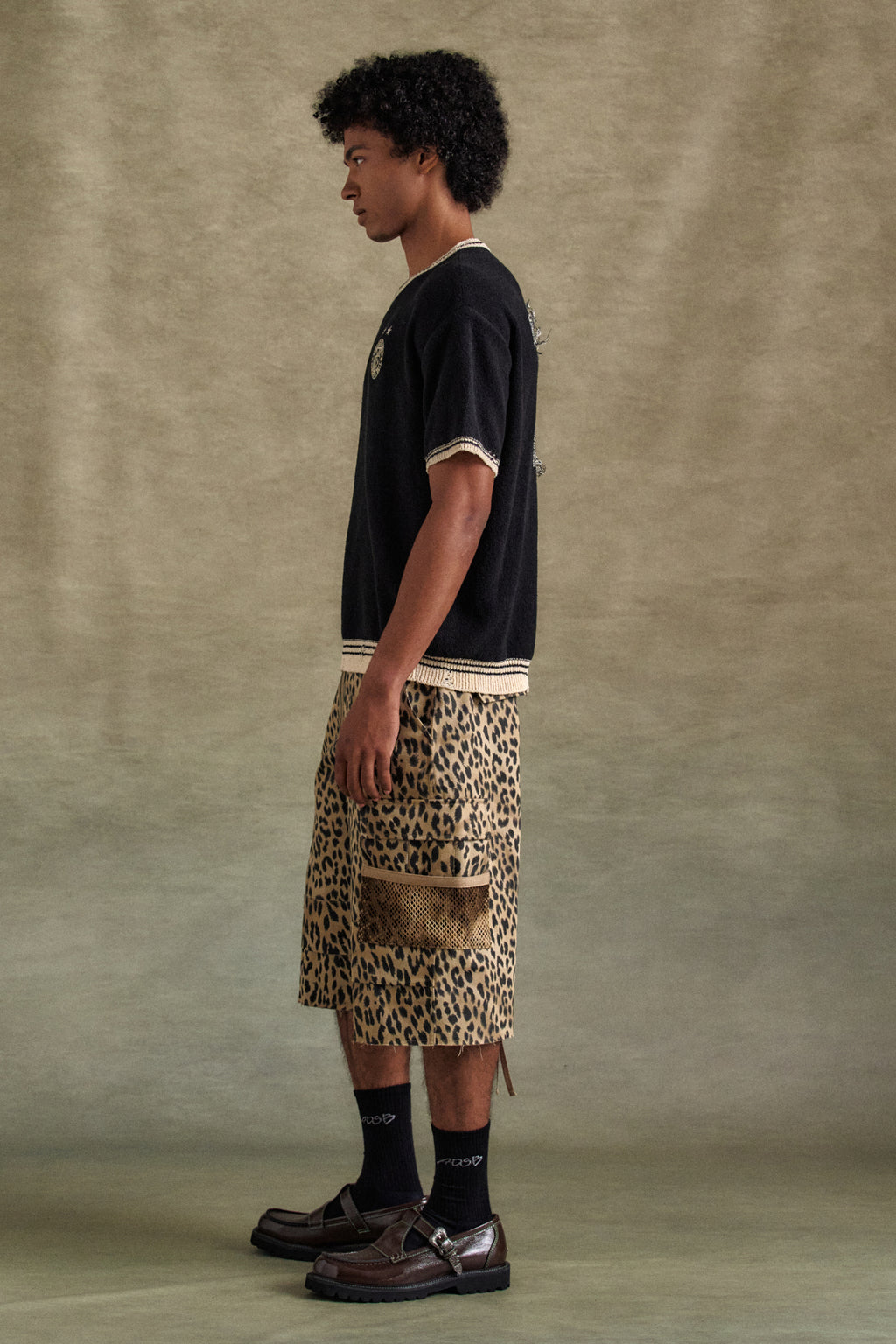 Andersson Bell - Depot Leopard Cargo Shorts (Beige) product image 8 | TRAB K-Fashion Australia