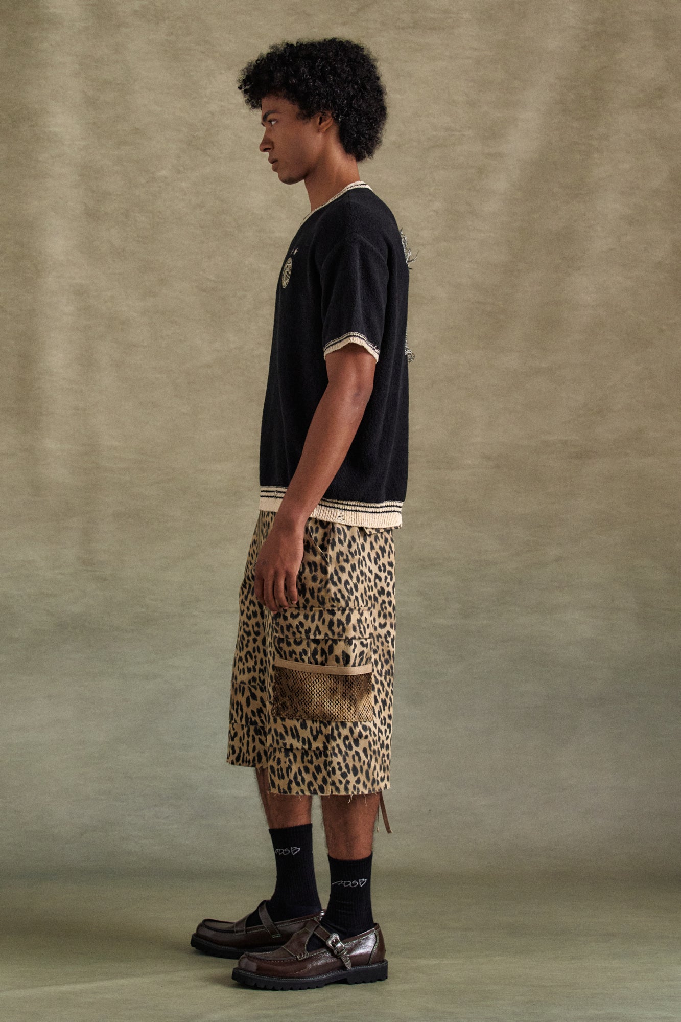 Andersson Bell - Depot Leopard Cargo Shorts (Beige) product image 8 | TRAB K-Fashion Australia