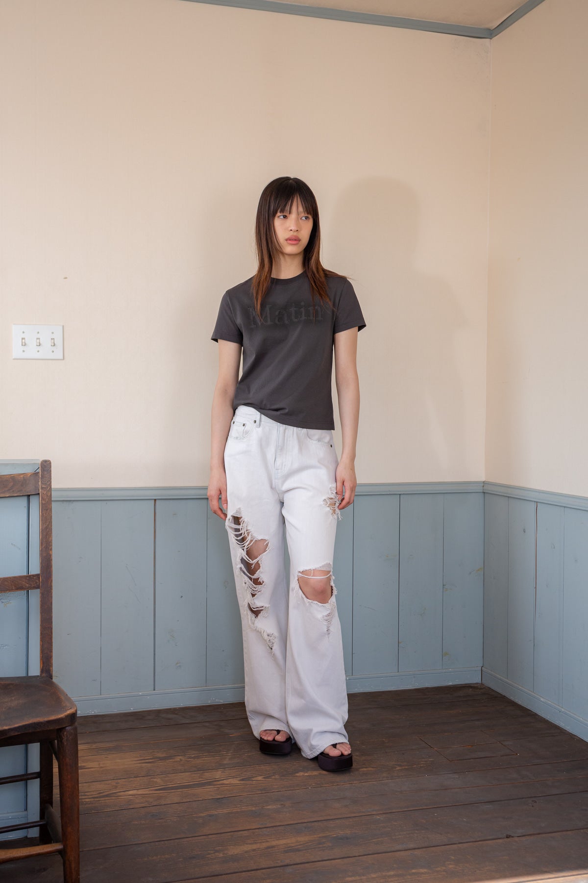 Matin Kim - Matin Shadow Typo Top (Charcoal) product image 5 | TRAB K-Fashion Australia