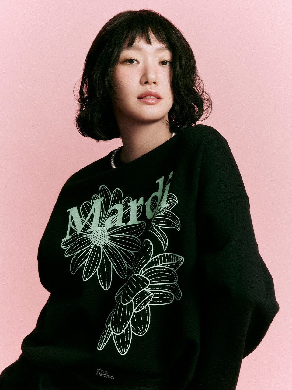 Mardi Mercredi - Sweatshirt Triple Flower (Black Mint) product image 1 | TRAB K-Fashion Australia