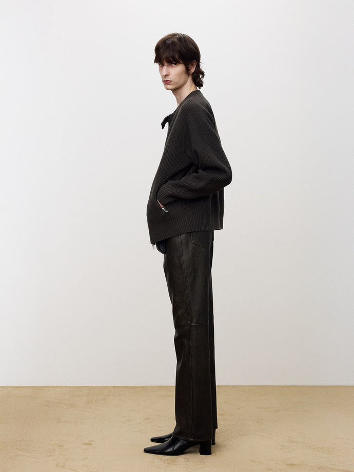 Tonywack - Merino Wool Knitted Zip-Up Jumper (Anthracite) product image 2 | TRAB K-Fashion Australia