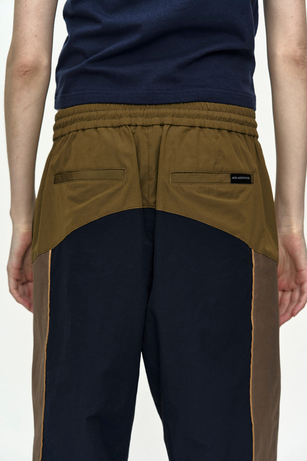 Andersson Bell - Unisex Color Block Nylon Track Pants (Navy/Khaki) product image 7 | TRAB K-Fashion Australia