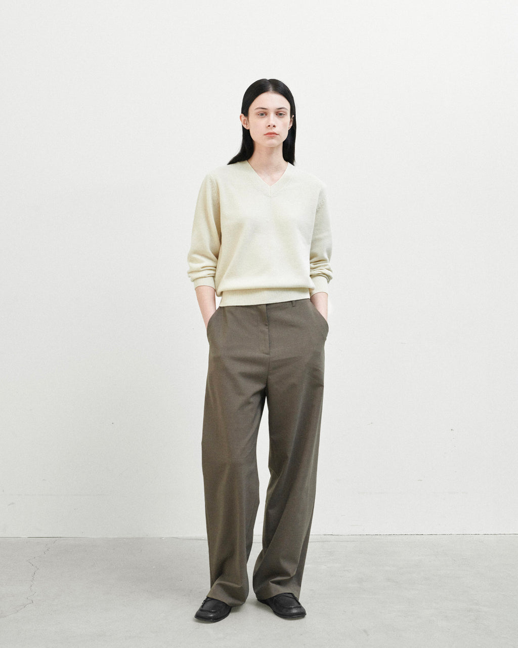 Brownyard - Extra Super Fine V Neck Knit (Ecru) product image 1 | TRAB K-Fashion Australia