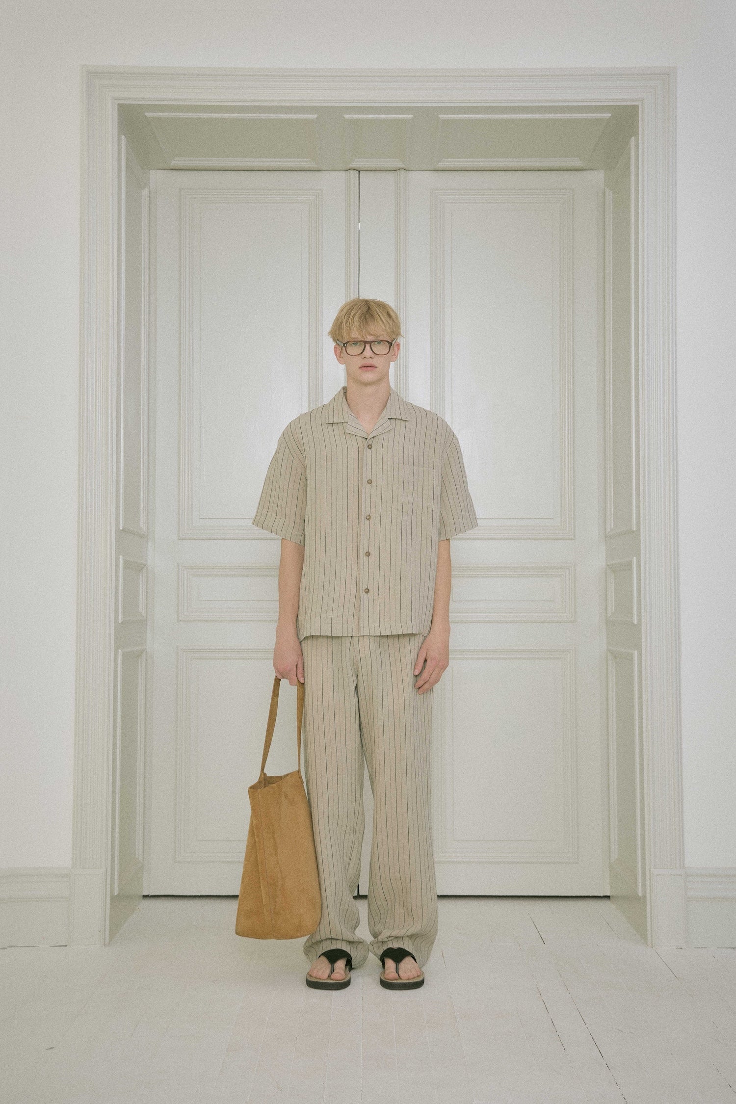 Stu - Stripe Linen Pants (Beige) product image 1 | TRAB K-Fashion Australia