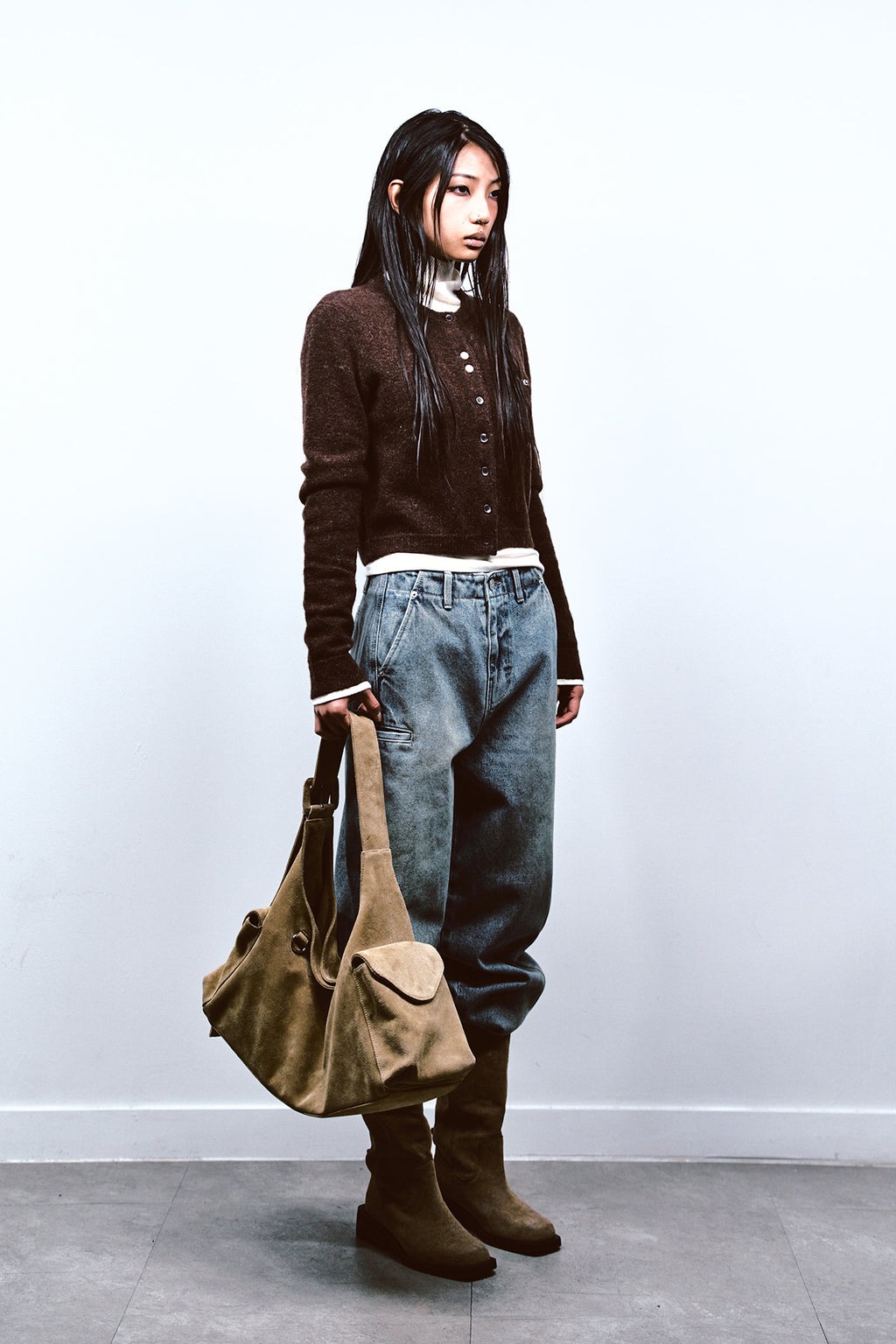 Deinet - Alpaca Round Knit Cardigan (Brown) product image 2 | TRAB K-Fashion Australia
