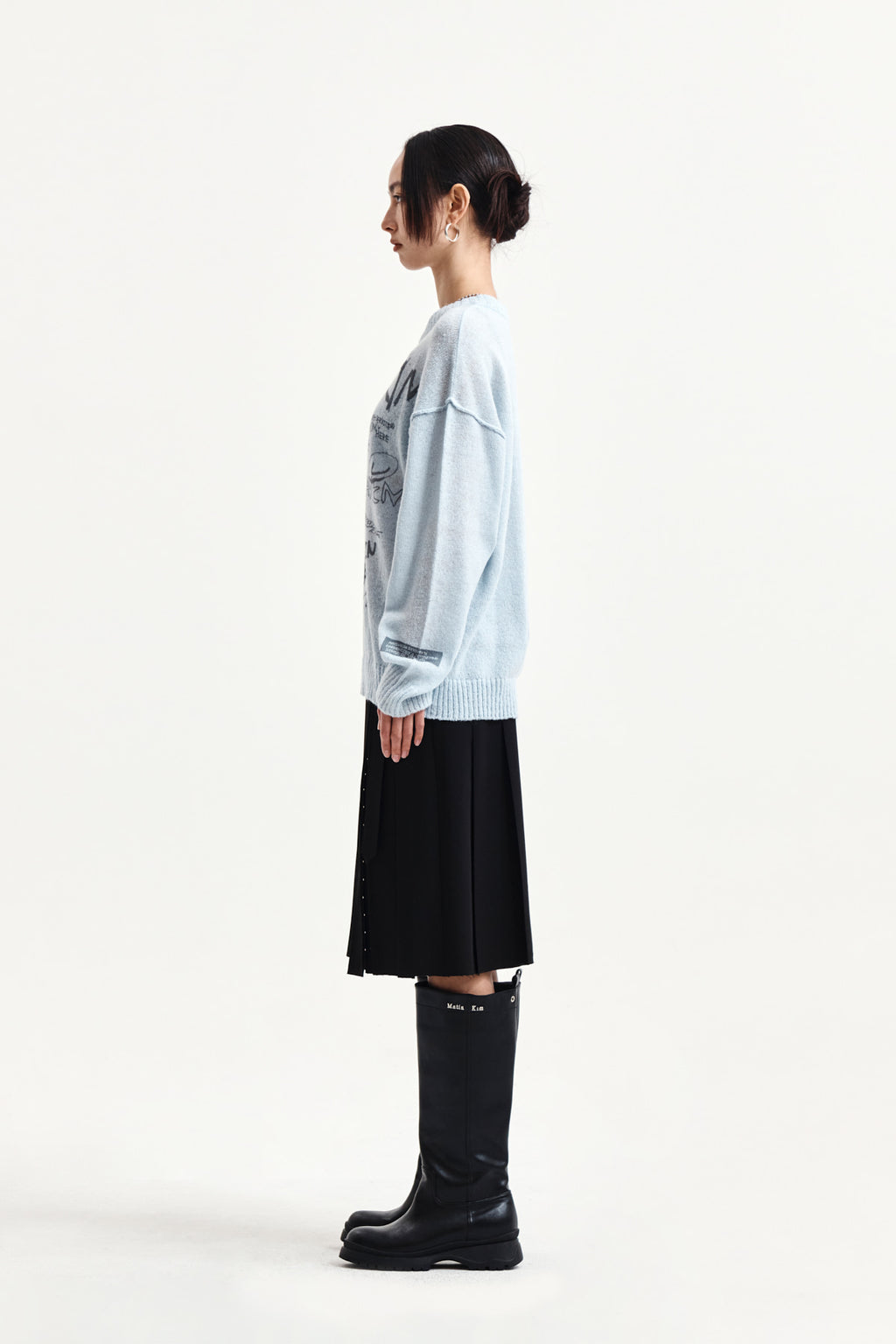 Matin Kim - Graffiti Artwork Knit Pullover (Light Blue) product image 6 | TRAB K-Fashion Australia