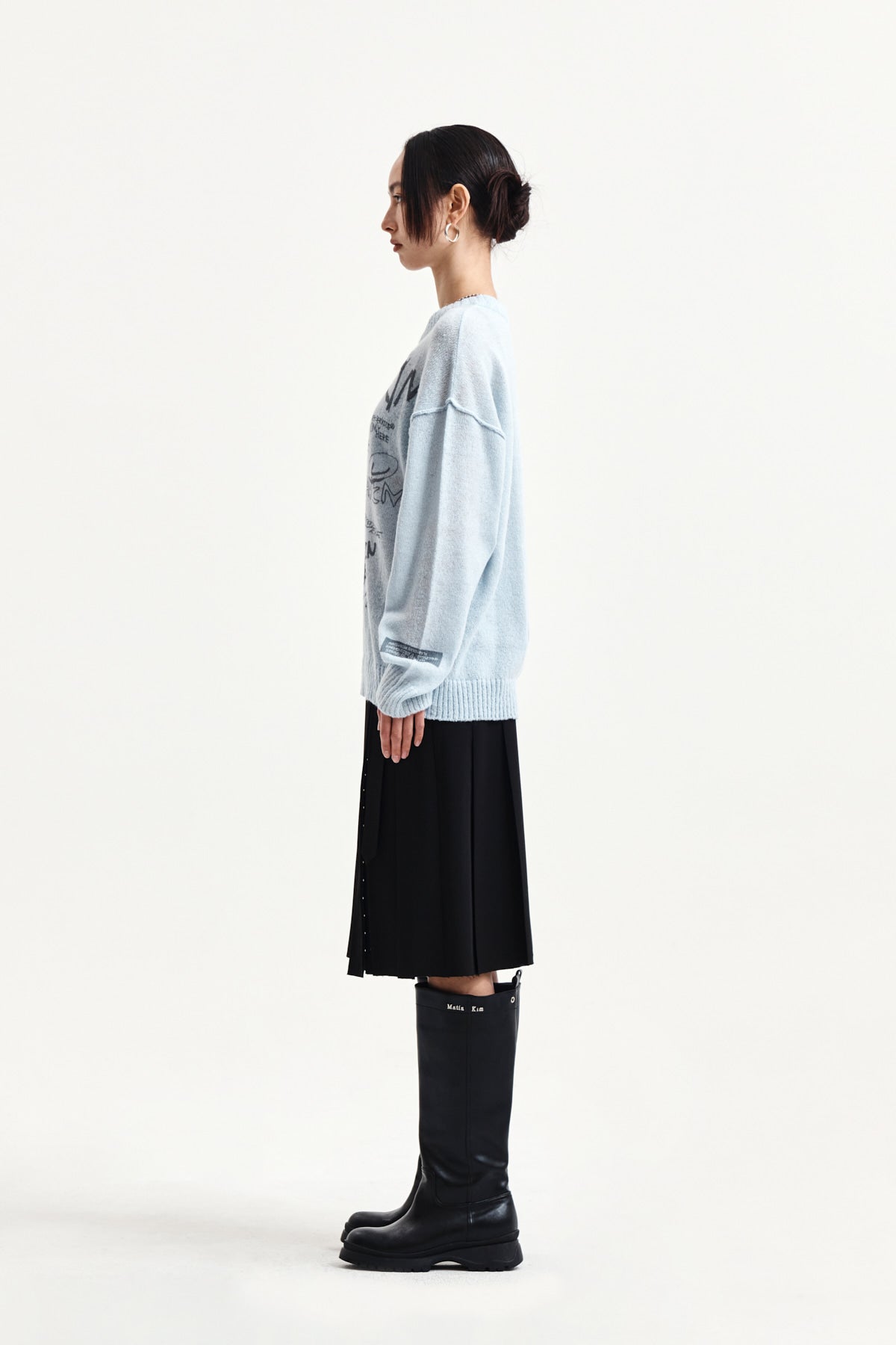 Matin Kim - Graffiti Artwork Knit Pullover (Light Blue) product image 6 | TRAB K-Fashion Australia