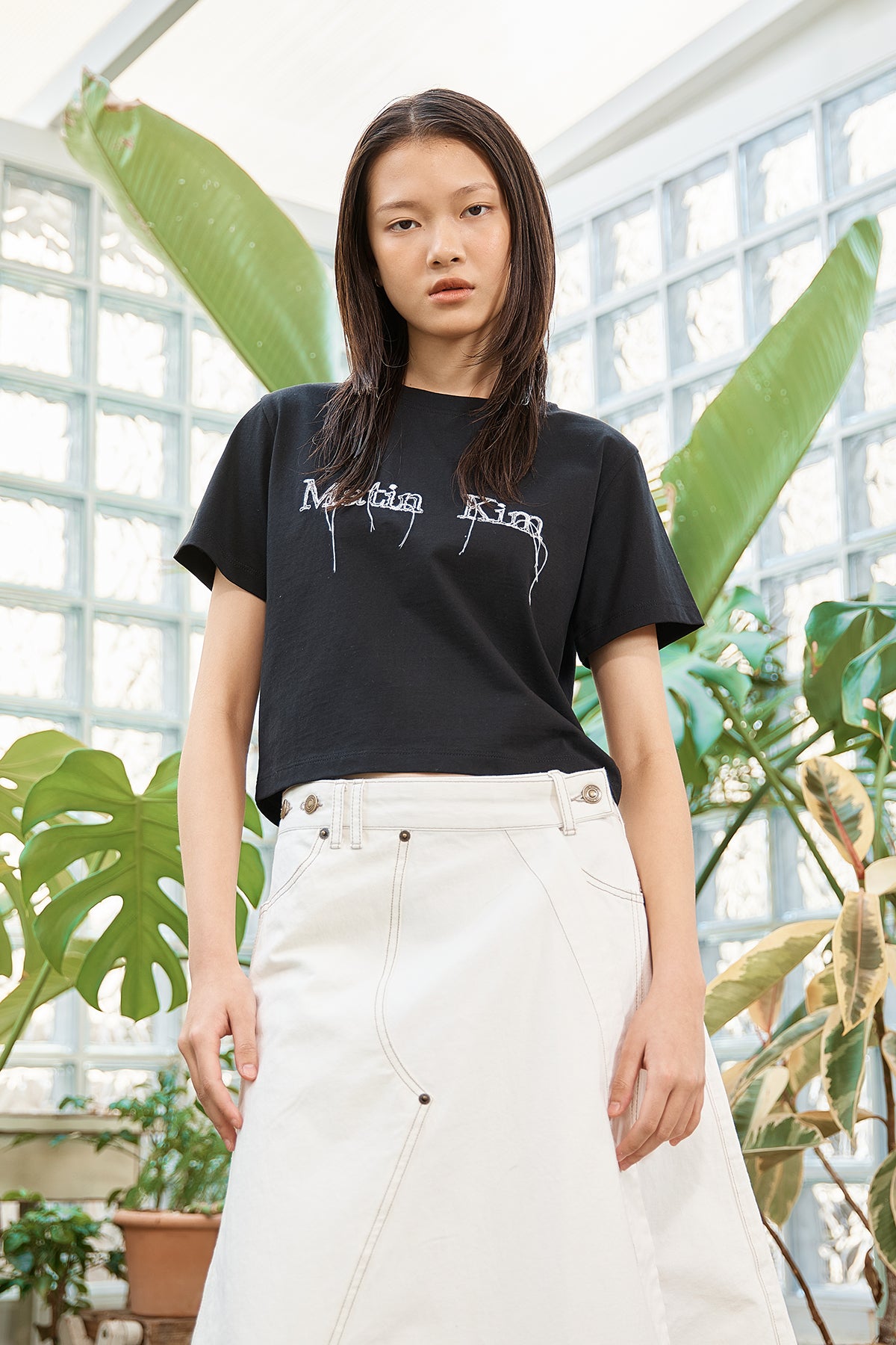 Matin Kim - Logo Thread Point Crop Top (Black) product image 11 | TRAB K-Fashion Australia