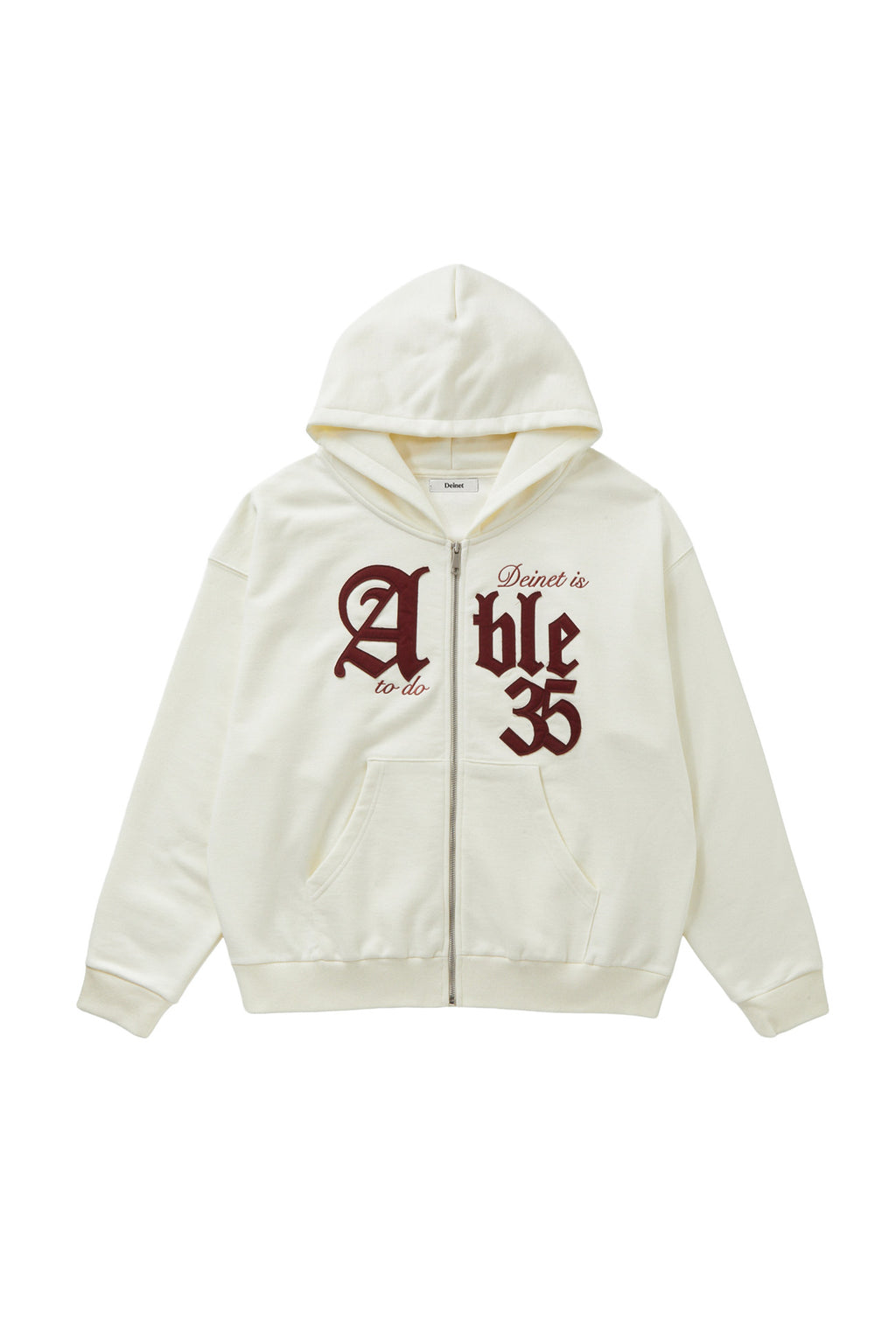 Deinet - Applique Able Oversize Hood Zip Up (Ivory) product image 1 | TRAB K-Fashion Australia
