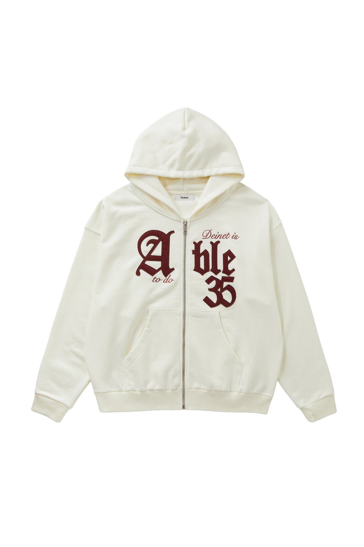 Deinet - Applique Able Oversize Hood Zip Up (Ivory) product image 1 | TRAB K-Fashion Australia