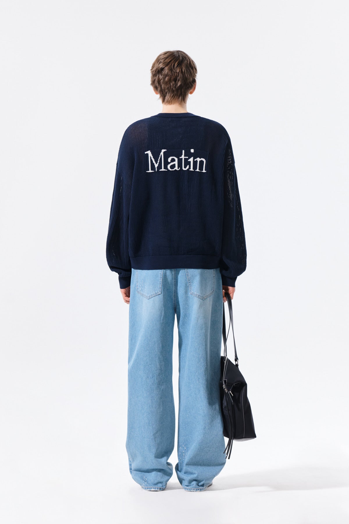 Matin Kim - Back Logo Jacquard Mesh Knit Zip Up (Navy) product image 14 | TRAB K-Fashion Australia