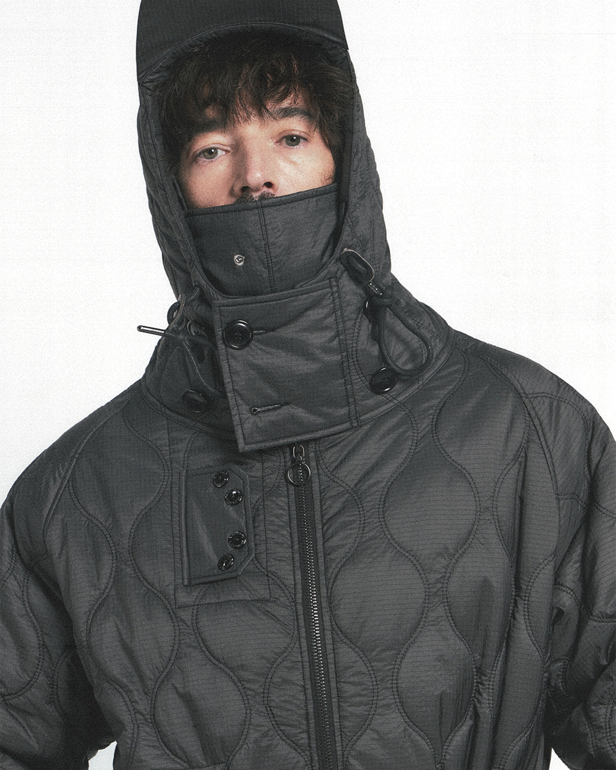 Eastlogue - Quilted Royal Navy Parka (Black Ripstop) product image 3 | TRAB K-Fashion Australia