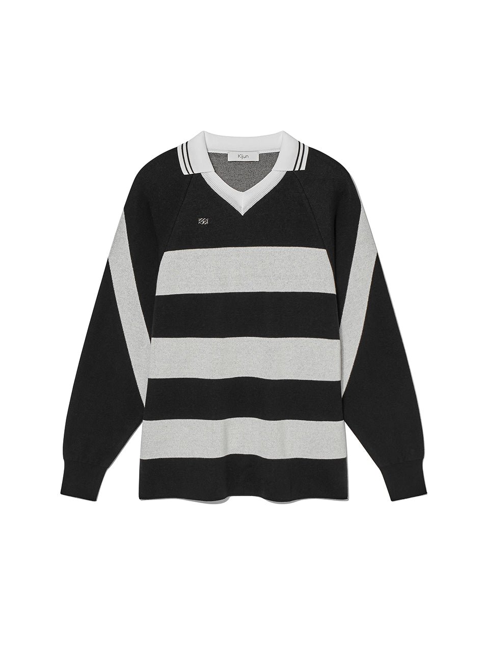 Kijun - Striped Knit Rugby Top (Black Cream) product image 8 | TRAB K-Fashion Australia
