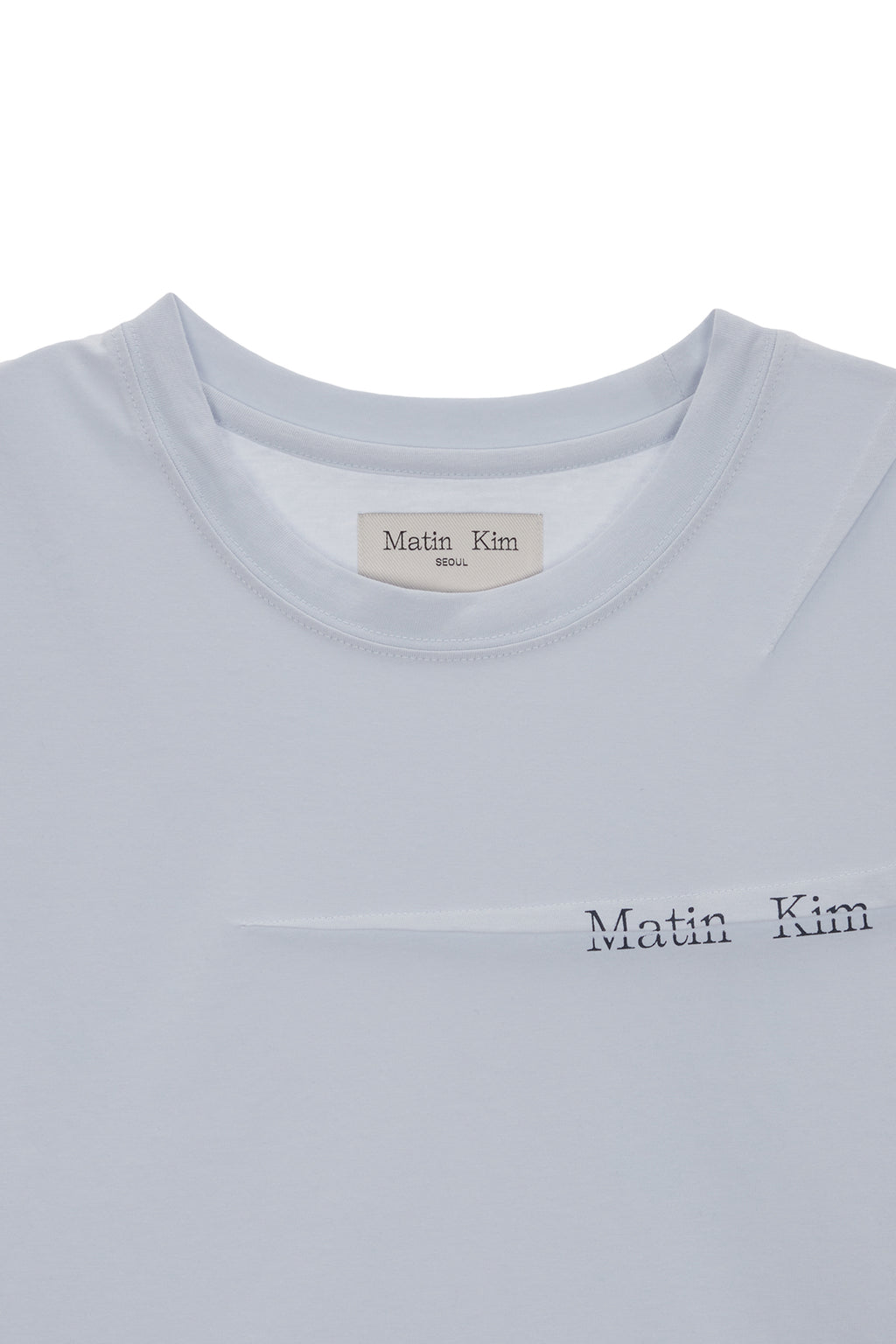 Matin Kim - Slit Pintuck Point Crop Top (Blue) product image 3 | TRAB K-Fashion Australia