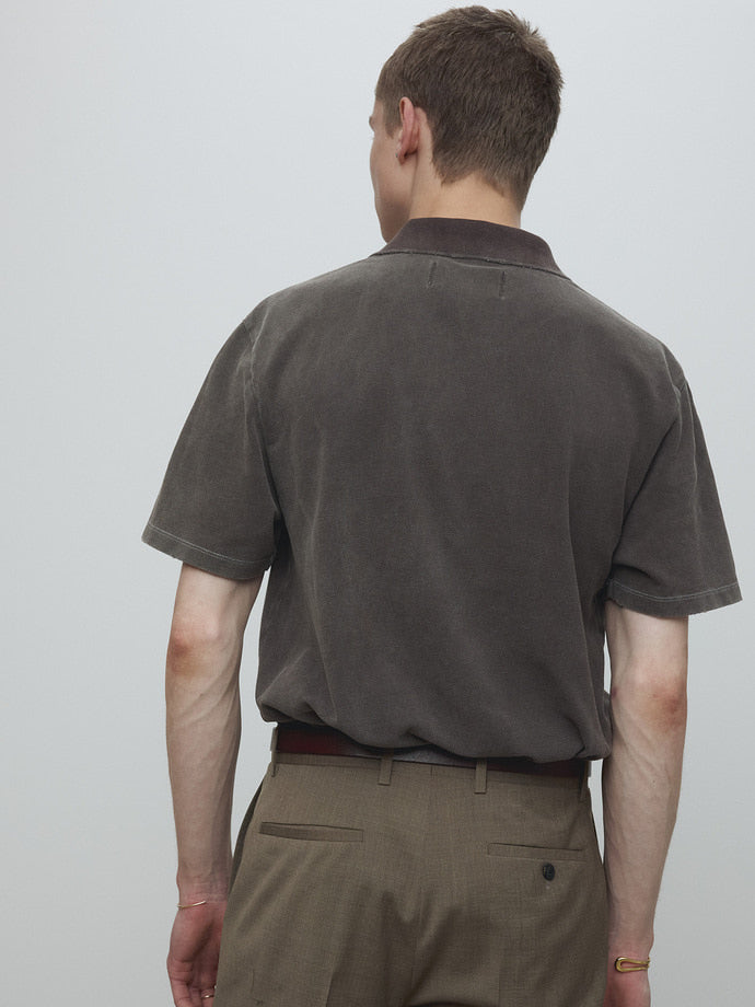 Tonywack - Garment Dyed Distressed Piqué Polo (Faded Brown) product image 6 | TRAB K-Fashion Australia