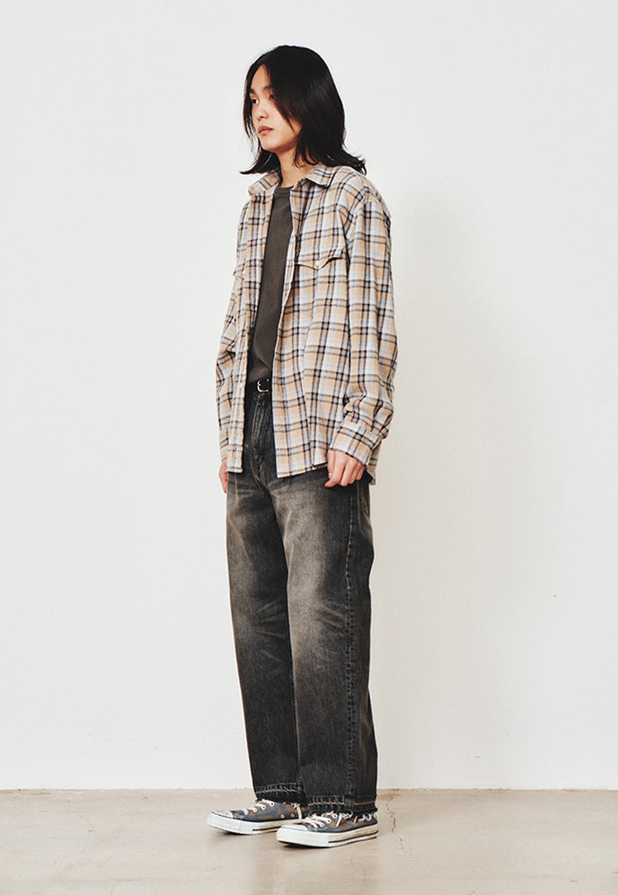 Art if acts - Cut Off One Tuck Curve Denim Pants (Vintage Black) product image 2 | TRAB K-Fashion Australia