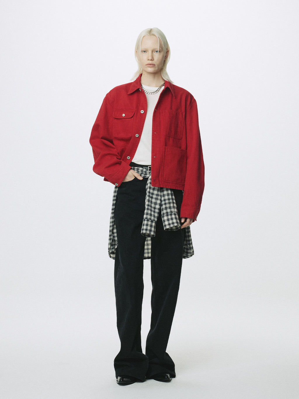 Tonywack - Slub Cotton Cropped Work Jacket (Red) product image 7 | TRAB K-Fashion Australia