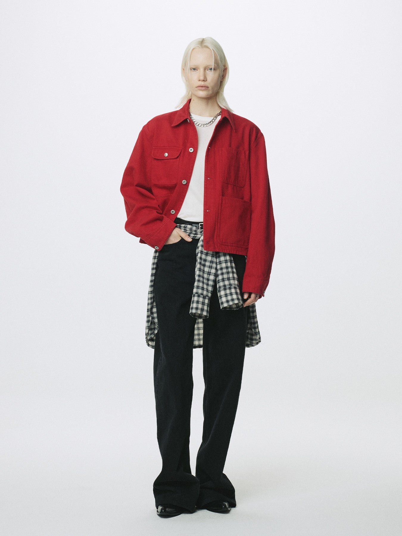 Tonywack - Slub Cotton Cropped Work Jacket (Red) product image 7 | TRAB K-Fashion Australia