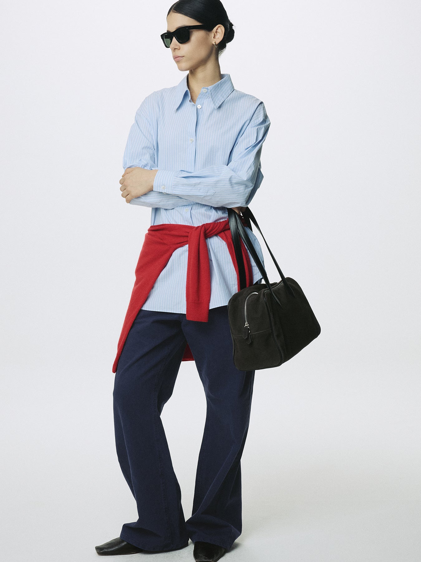 Tonywack - Washed Cotton Twill Loose Flared Jeans (Purple Blue) product image 6 | TRAB K-Fashion Australia