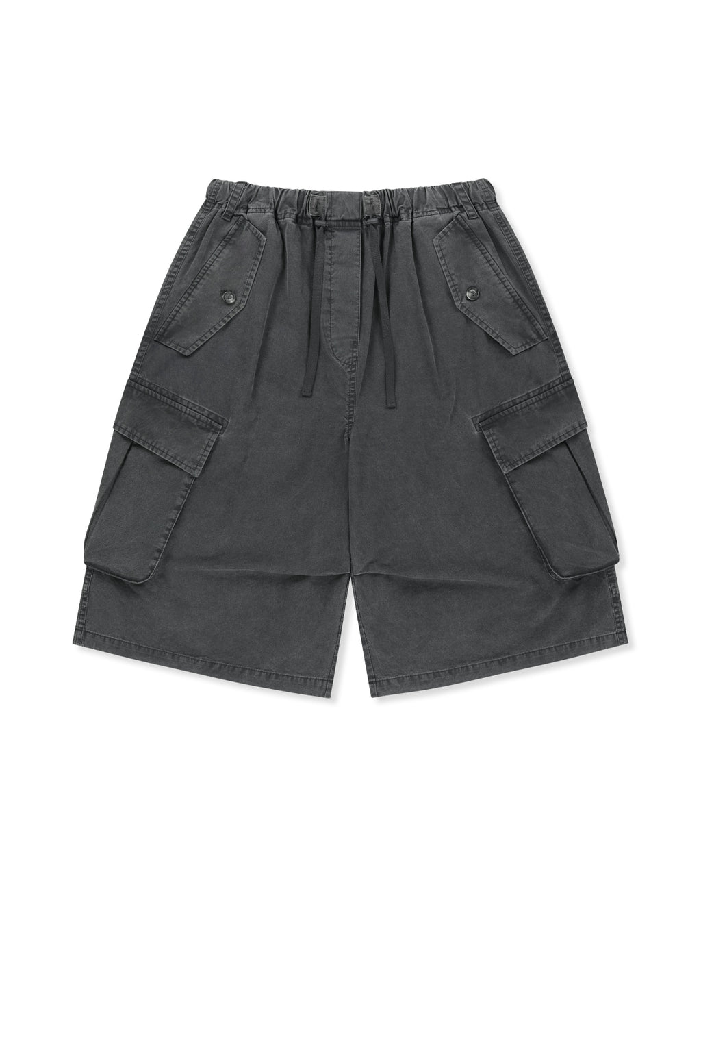 Matin Kim - Washed Cotton Patch Pocket Bermuda Pants (Charcoal) product image 1 | TRAB K-Fashion Australia
