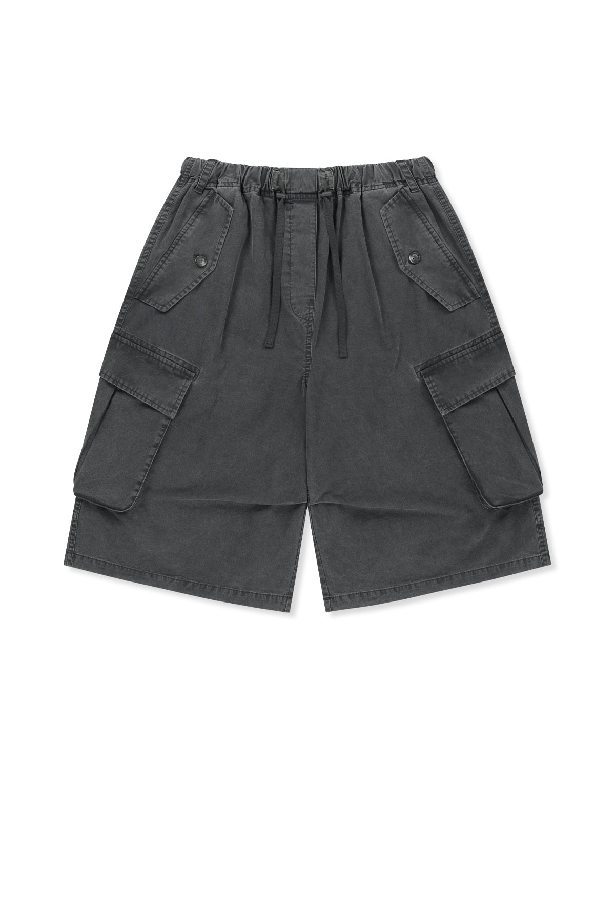 Matin Kim - Washed Cotton Patch Pocket Bermuda Pants (Charcoal) product image 1 | TRAB K-Fashion Australia