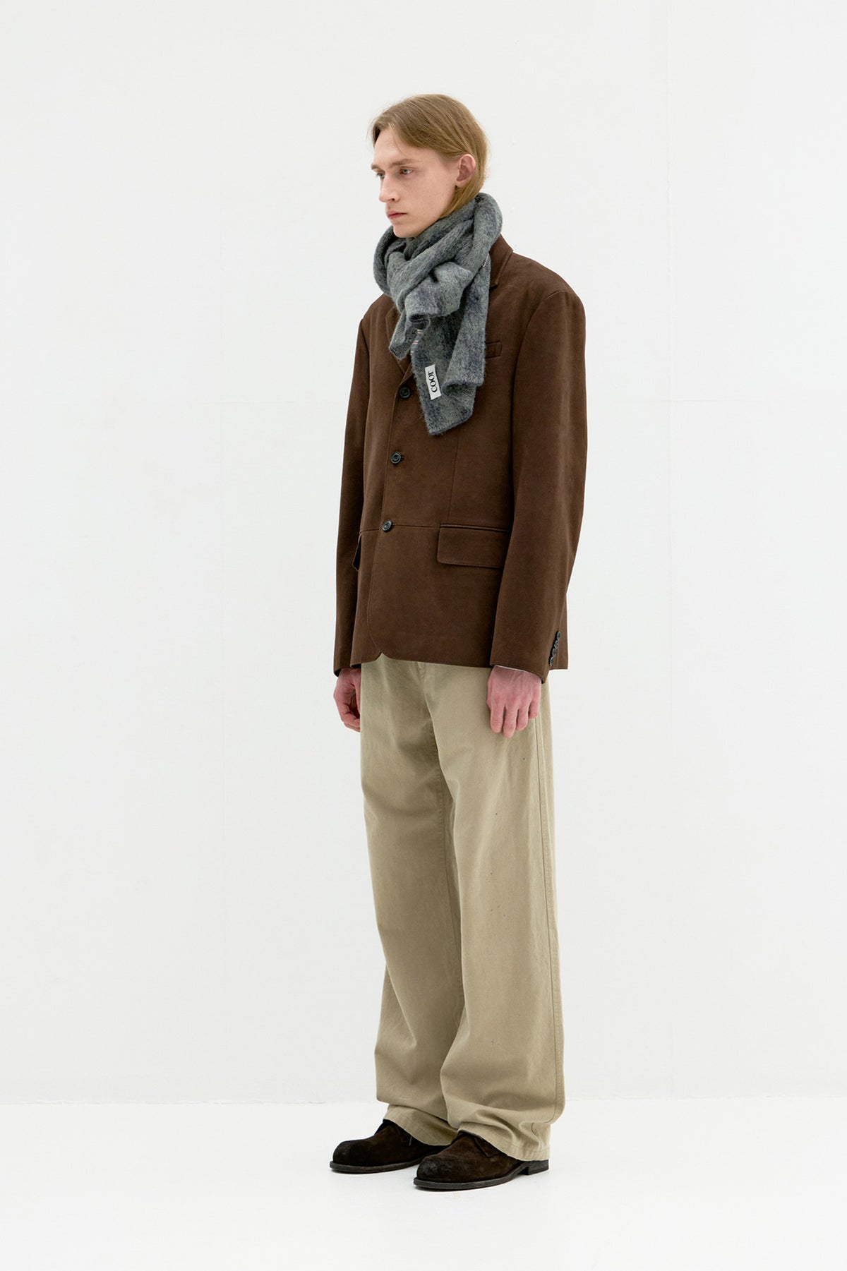 Coor - Alpaca Blend Ombre Check Muffler (Blue Gray) product image 3 | TRAB K-Fashion Australia