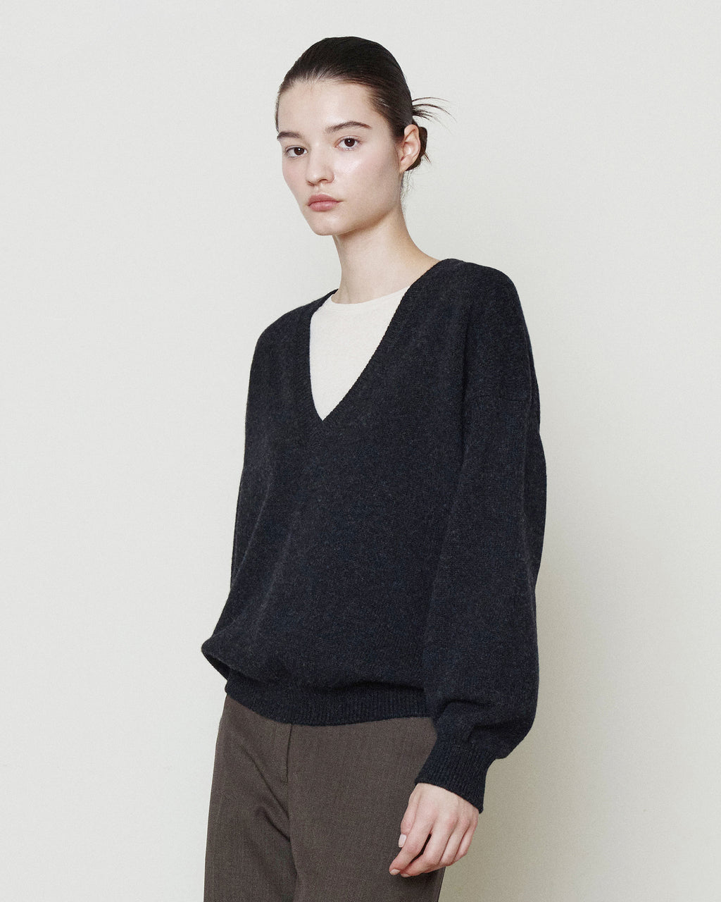 Brownyard - Deep V Neck Sweater (Charcoal) product image 2 | TRAB K-Fashion Australia