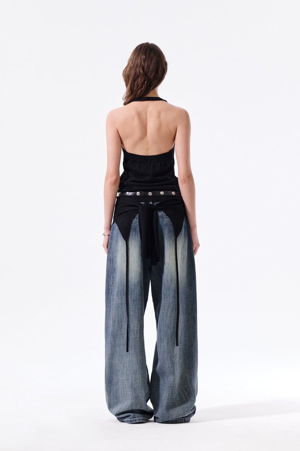 Matin Kim - Layered Tie Halter Neck Knit Top (Black) product image 14 | TRAB K-Fashion Australia