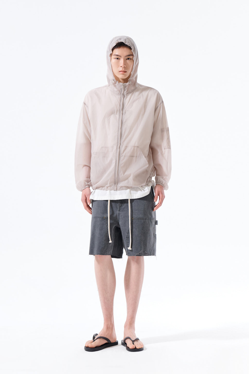 Matin Kim - Back Logo Hoody Windbreaker (Light Grey) product image 10 | TRAB K-Fashion Australia