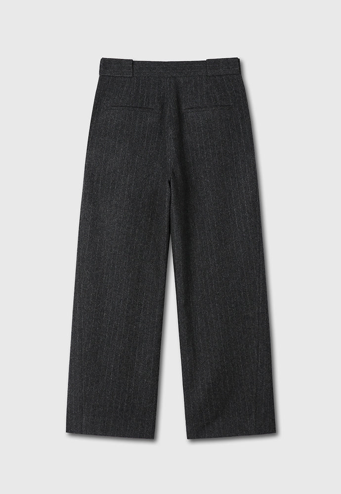 Tonywack - Striped Wool Double-Pleats Wide Trousers (Dark Grey Pinstripe) product image 7 | TRAB K-Fashion Australia