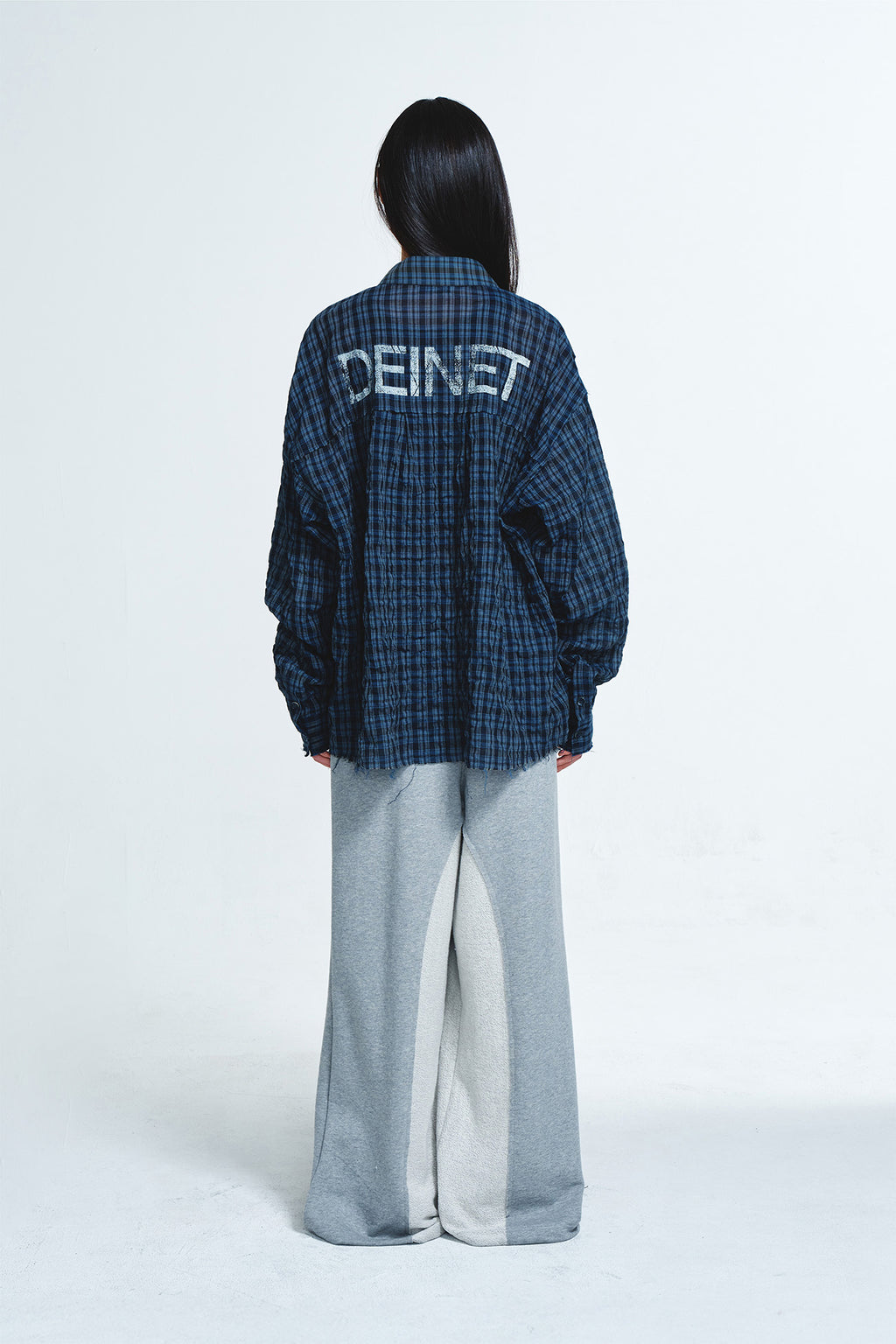 Deinet - Checkered Point Overfit Shirt (Navy) product image 3 | TRAB K-Fashion Australia