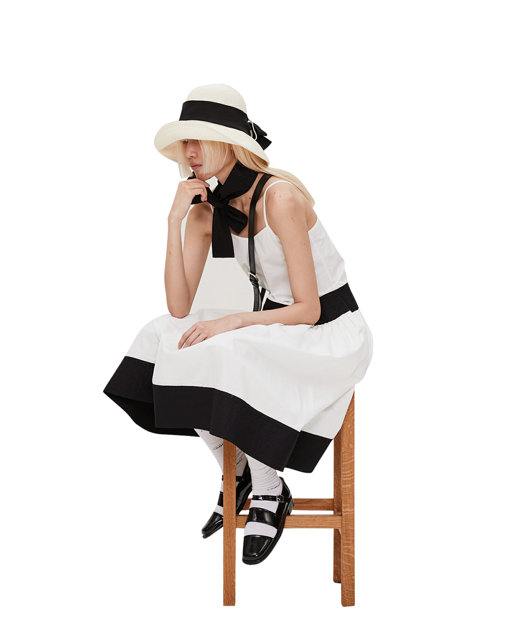 Kimhe Kim - Bi-Color Cotton Blend Midi Dress (Black/White) product image 5 | TRAB K-Fashion Australia