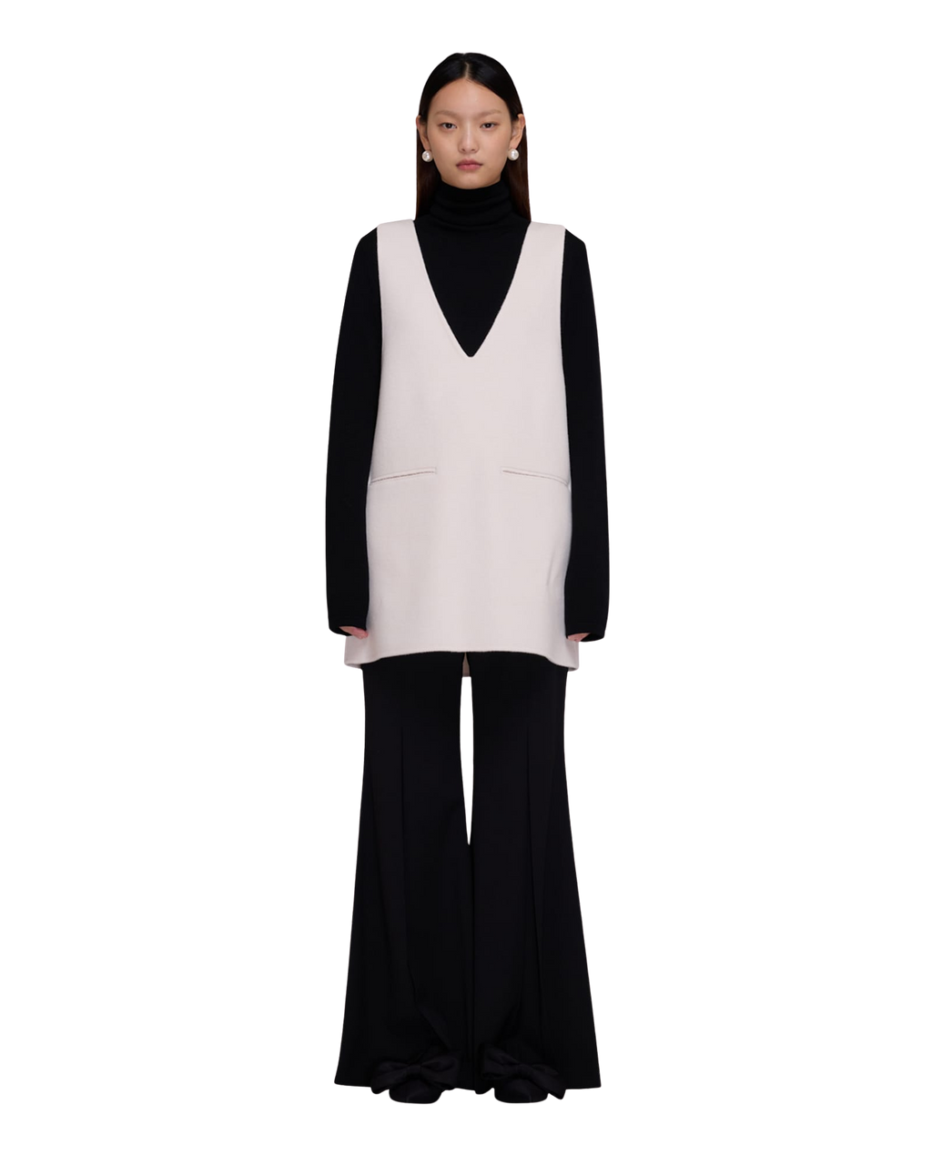 Kimhe Kim - Double Faced Chain Embellishment Sleeveless Vest (Cream) product image 1 | TRAB K-Fashion Australia