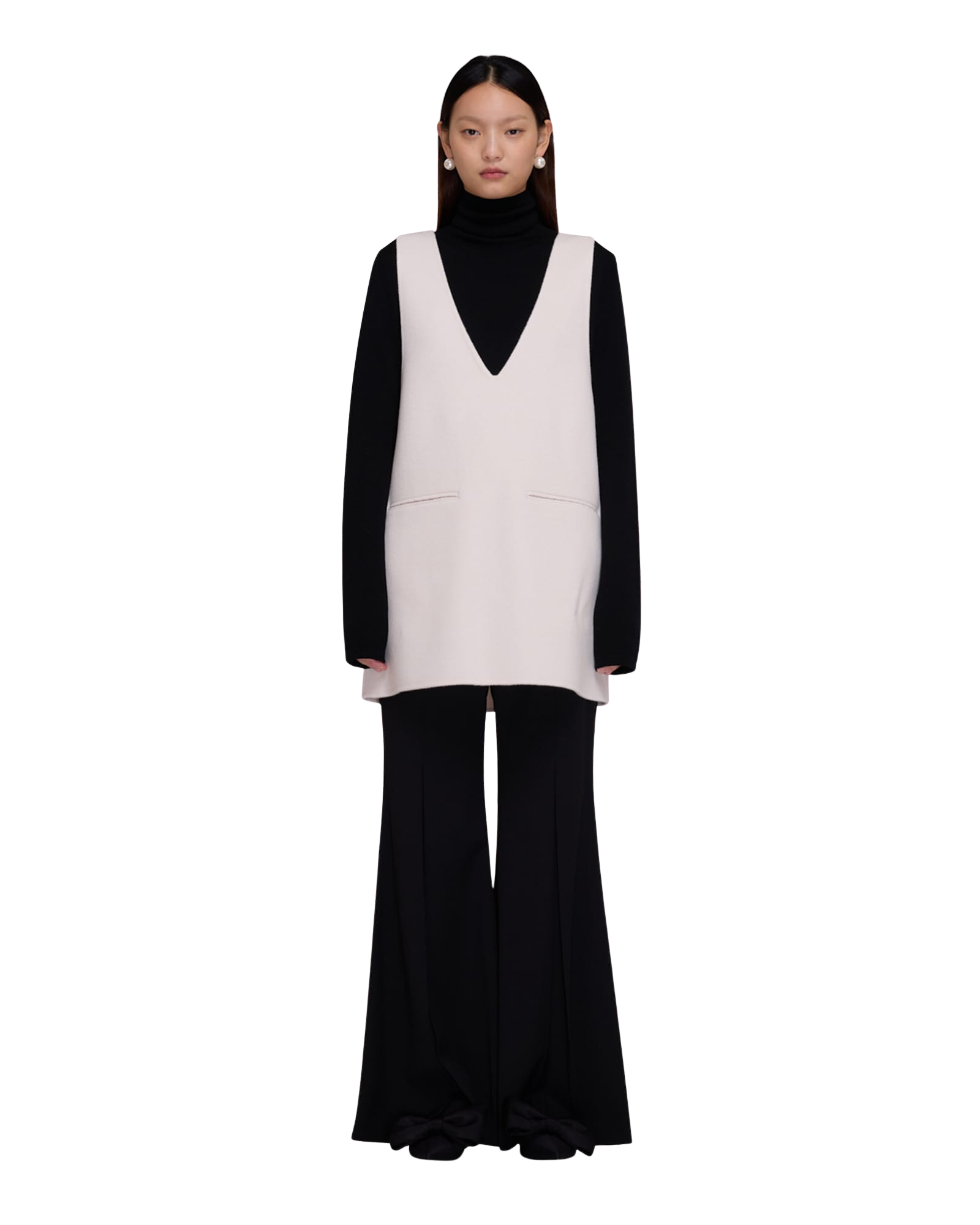 Kimhe Kim - Double Faced Chain Embellishment Sleeveless Vest (Cream) product image 1 | TRAB K-Fashion Australia