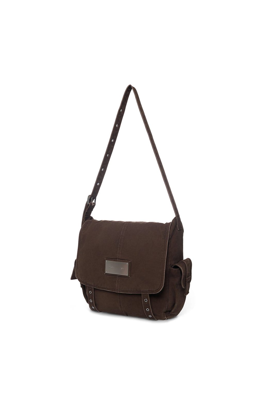 Matin Kim - Vintage Washed Cotton Messenger Bag (Brown) product image 6 | TRAB K-Fashion Australia
